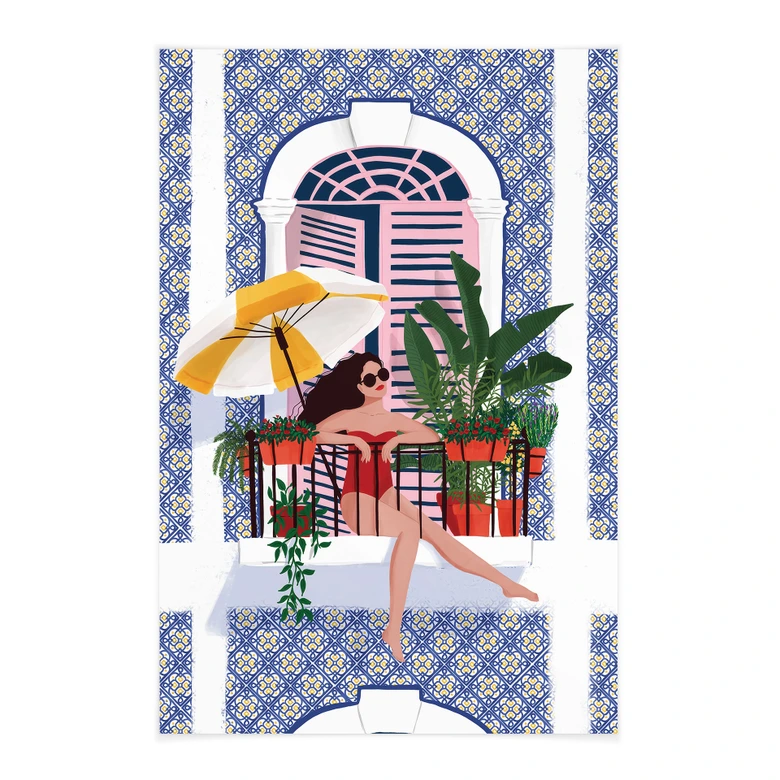 Textielposter vakantie op het balkon - Tomljanovic 