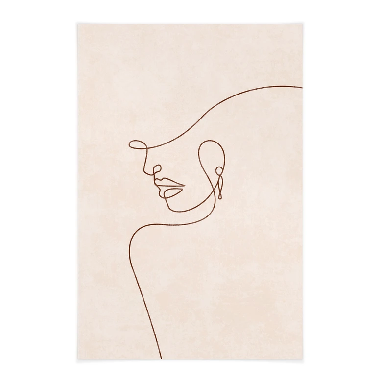Stoffbild Zarte Konturen einer Frau - Line Art - Tunaboylu 