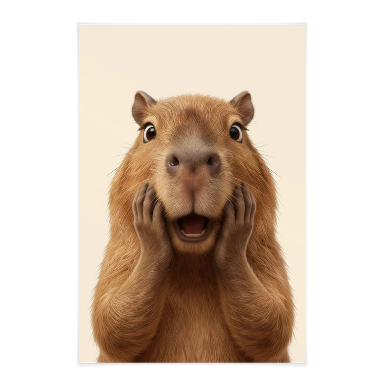 Stoffbild Überraschtes Capybara 