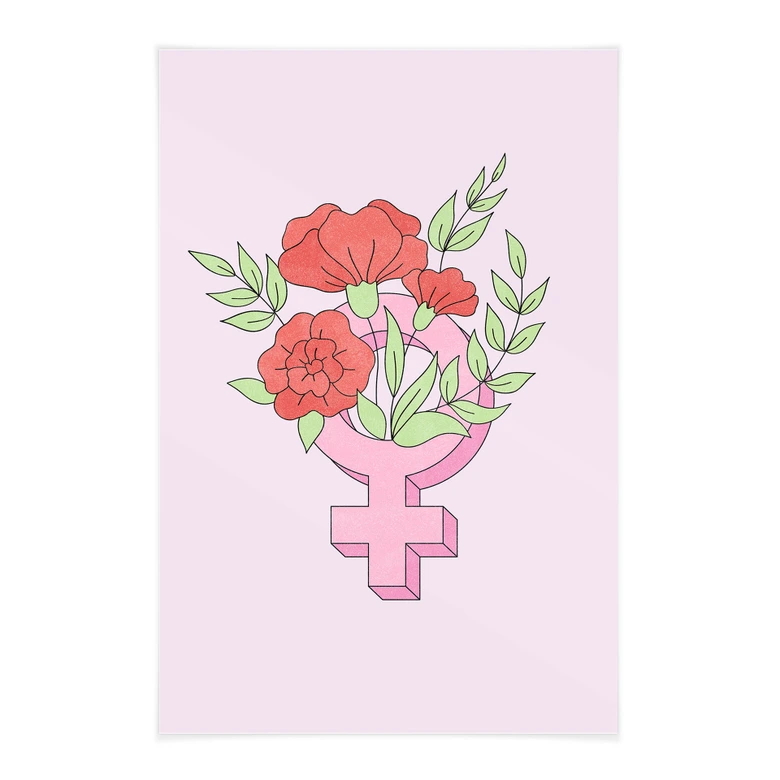 Affiche textile Signe de Vénus avec fleurs 