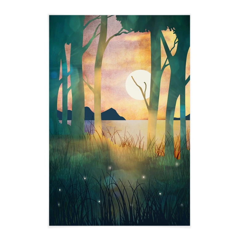 Stoffbild Waldzauber bei Sonnenuntergang - SpaceFrog Designs 