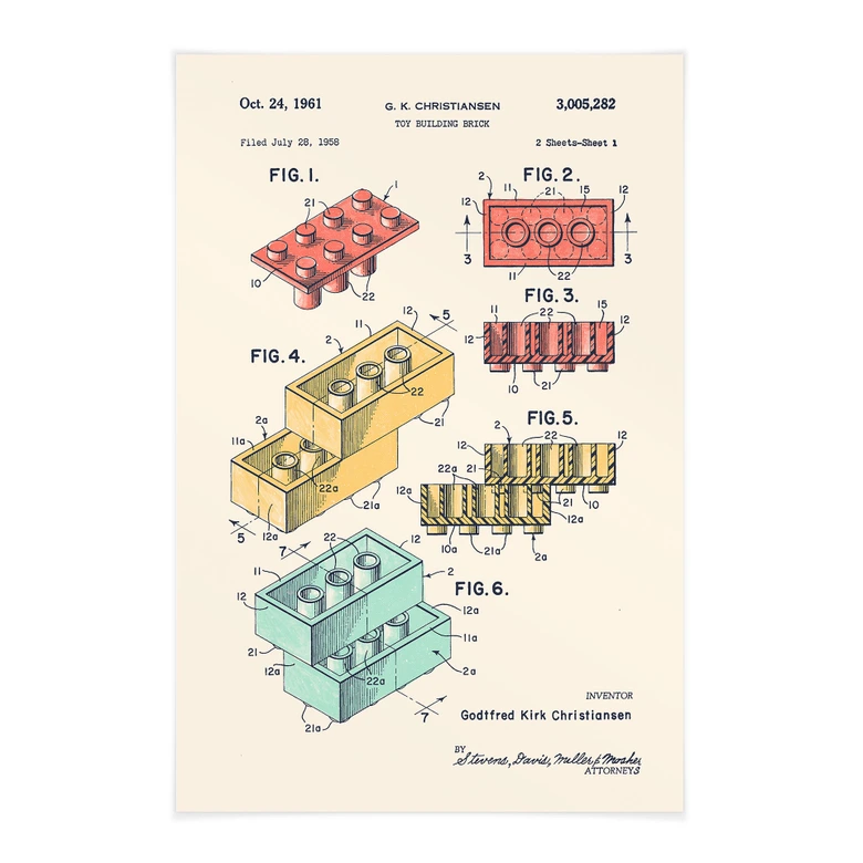 Affiche textile Comment est né le plus célèbre des blocs de construction - Bodart 
