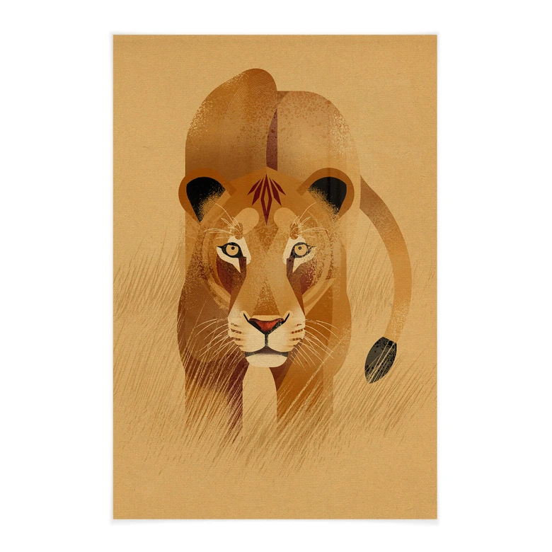 Affiche textile Lionne - Braun 