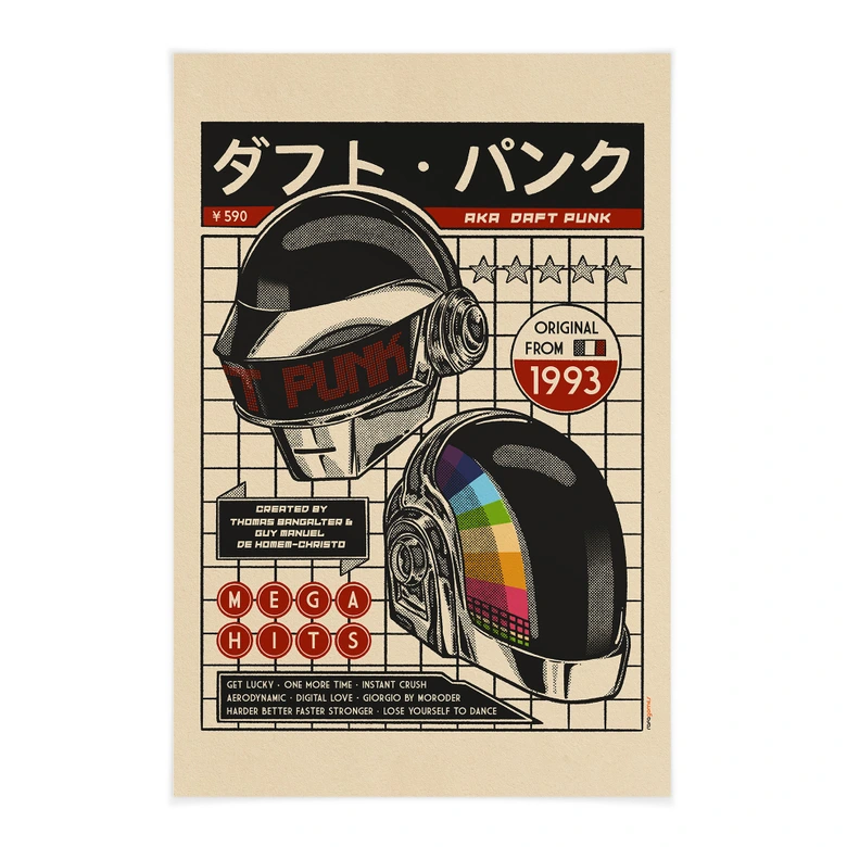 Stoffbild Pop-Art Kunstdruck inspiriert von Daft Punk - Gomes 