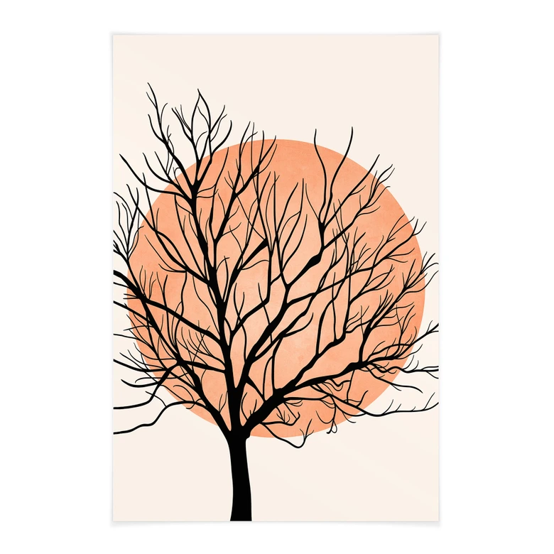 Stoffbild Apricotfarbene Sonne - Kubistika 