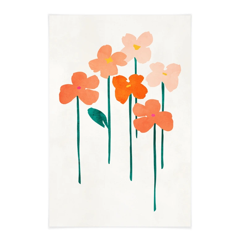 Stoffbild Kleine Blumen in Peach-Farben - Kubistika 