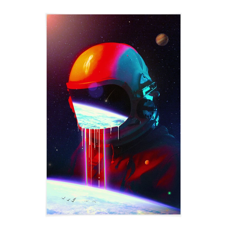 Stoffbild Astronaut mit Blick auf die Erde - Nicebleed 