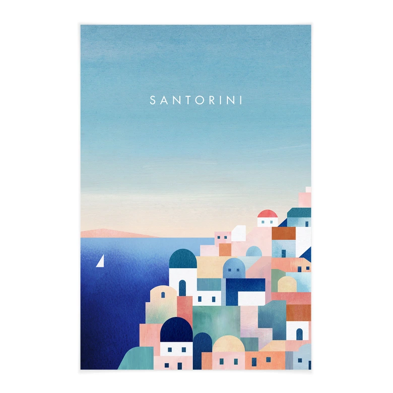 Textil poster Hus i Santorini - Rivers 