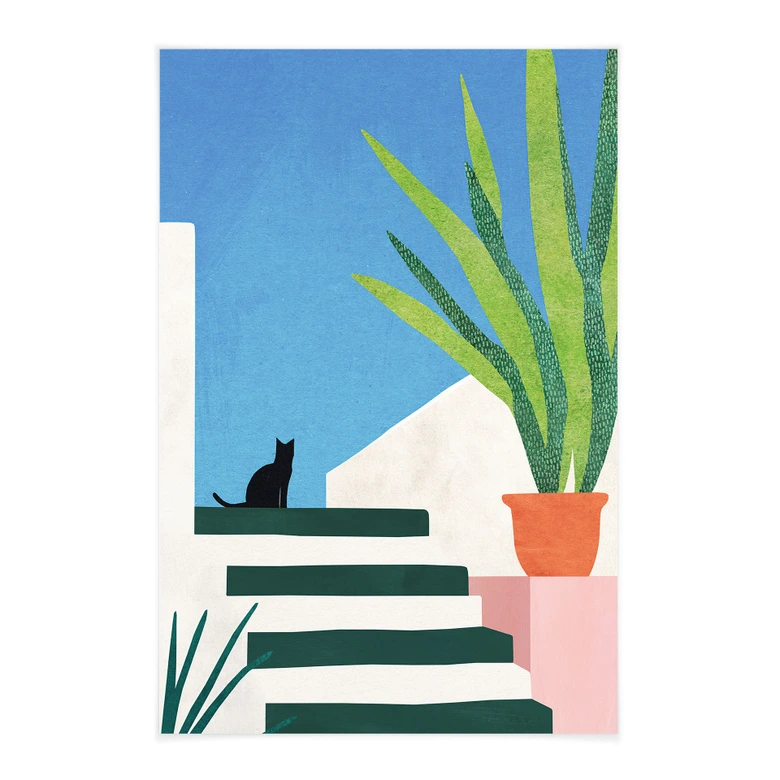 Affiche textile Chat noir en Grèce - Rivers 