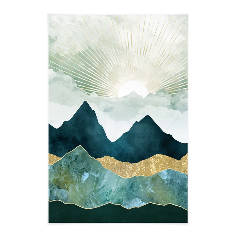 Stoffbild Sonnige Landschaft in Blau und Gold - SpaceFrog Designs 