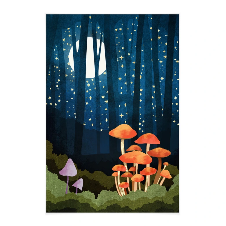Affiche textile Forêt et étoiles dans la nuit - SpaceFrog Designs 