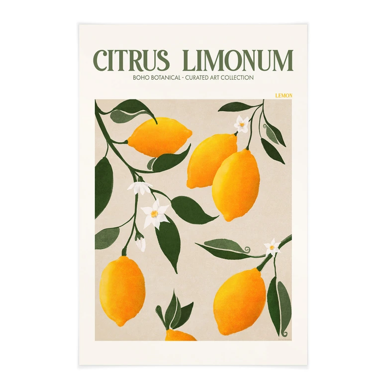 Stoffbild Boho Zitronenbaum - Citrus Limonum - Tunaboylu 