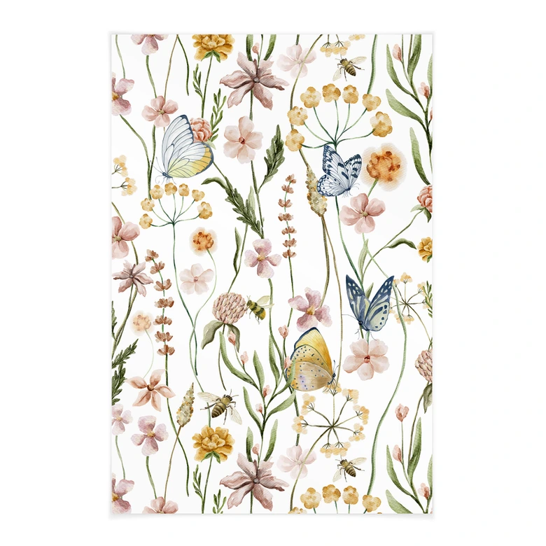 Affiche textile Prairie printanière avec papillons - UN Designs 