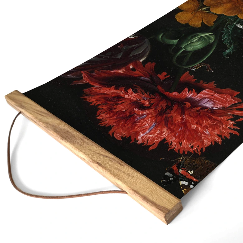Stoffbild de Heem - Stillleben mit Blumen in einer Glasvase - Panorama 