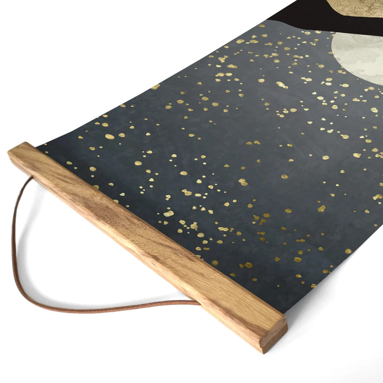 Textielposter SpaceFrog Designs - Gouden Sterren in de Bergen 