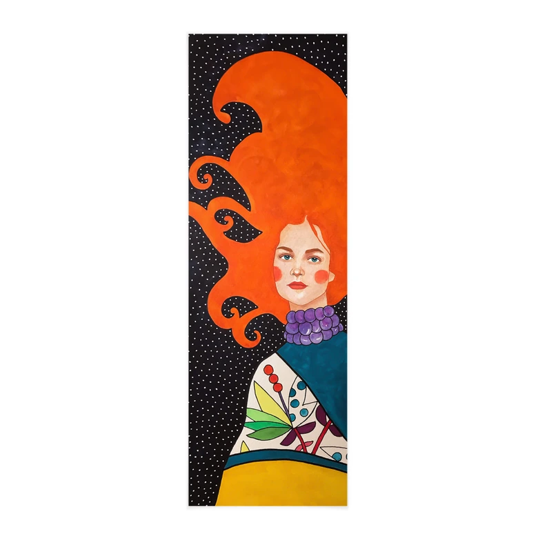 Stoffbild Frau mit flammendem Haar - Hülya 