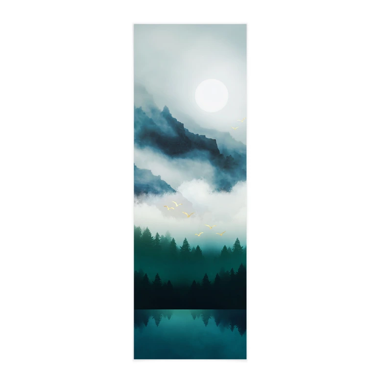 Stoffbild Neblige Landschaft in der Nacht - SpaceFrog Designs - Panorama 