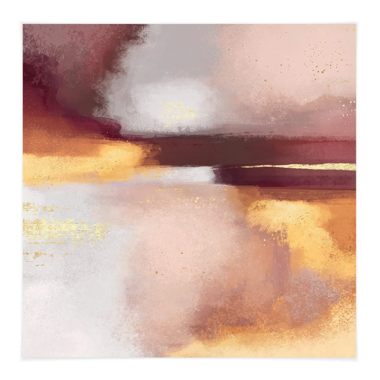 Póster de tela Fredriksson - Borgoña y ámbar - Cuadrado 