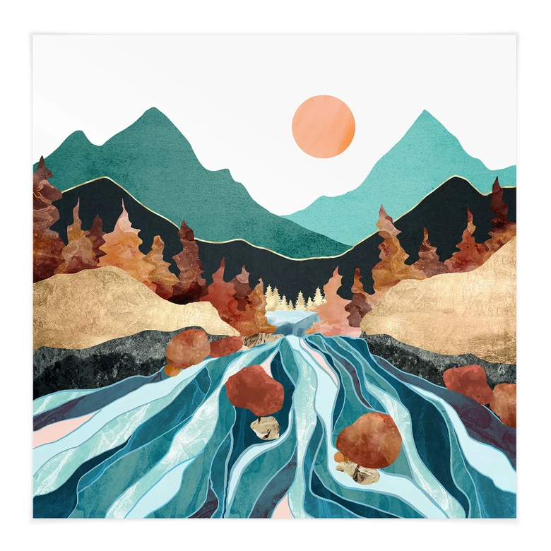 Stoffbild Berg Land Fluss - SpaceFrog Designs 