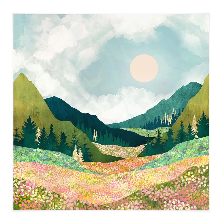 Stoffbild Farbenfrohe Frühlingswiese - SpaceFrog Designs 