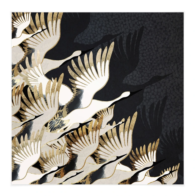 Stoffbild Fliegende Kraniche - SpaceFrog Designs 