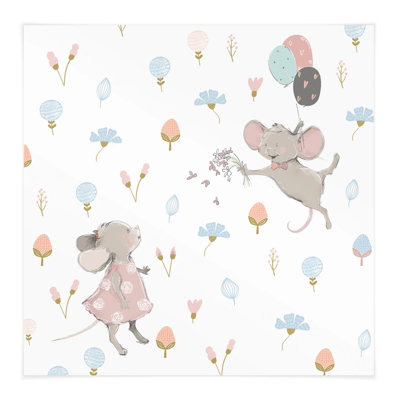 Stoffbild Kleine Mäuse mit Luftballons - UN Designs 