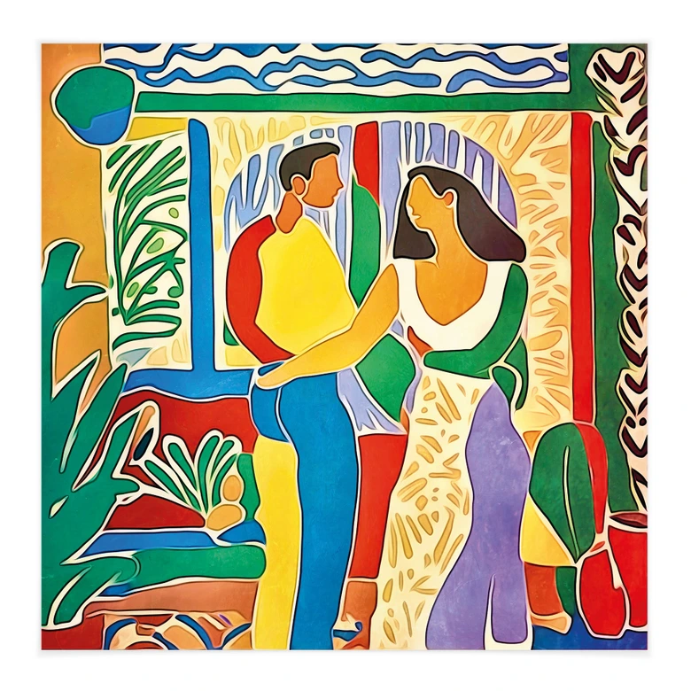 Affiche textile Amoureux - Inspiré par Matisse - Zamart 