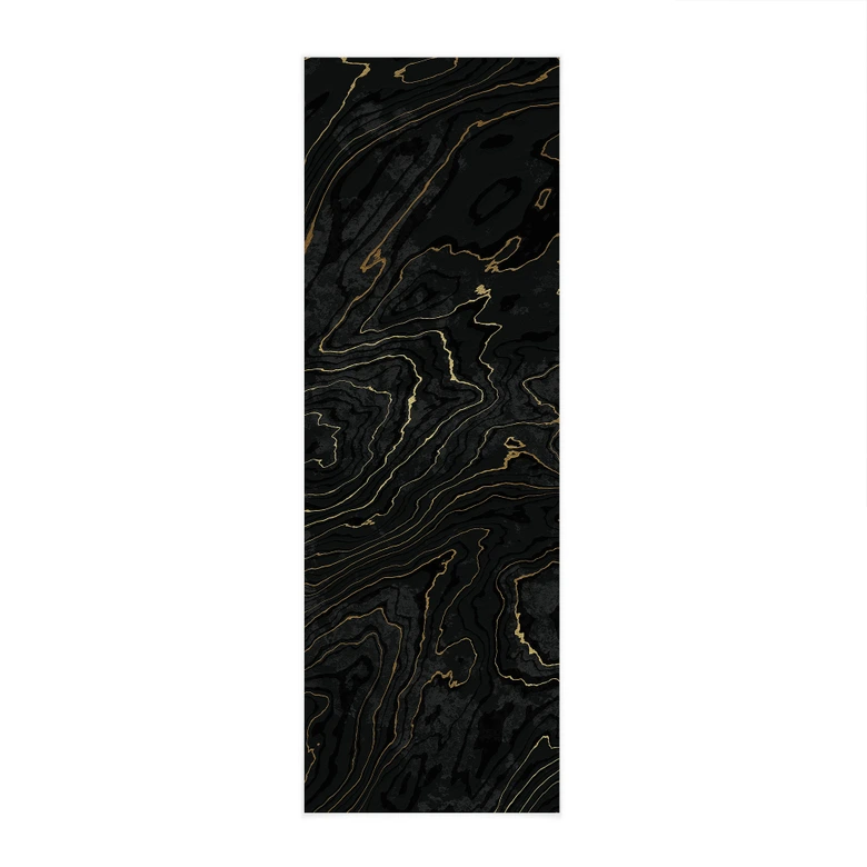 Stoffbild Abstrakte Linien Schwarz-gold - Amini - Panorama 