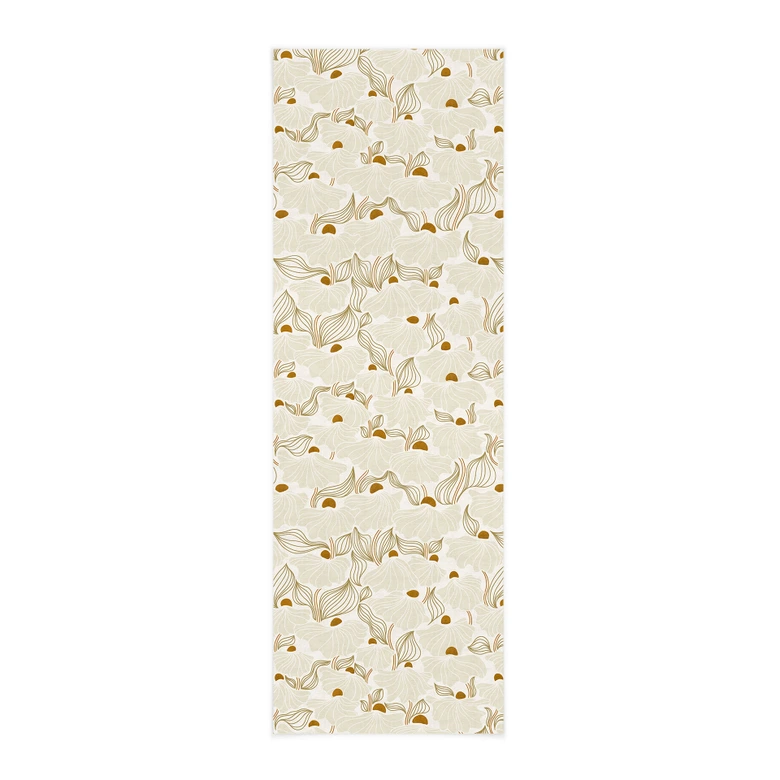 Obraz tkaniny Minimalistyczne kwiaty w kolorze kremowym i złotym | Vintage kwiaty - Annick - Panorama 