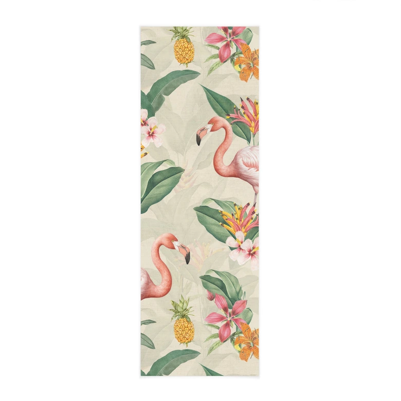 Stoffbild Flamingo und tropische Blätter - Bloomery Decor - Panorama 