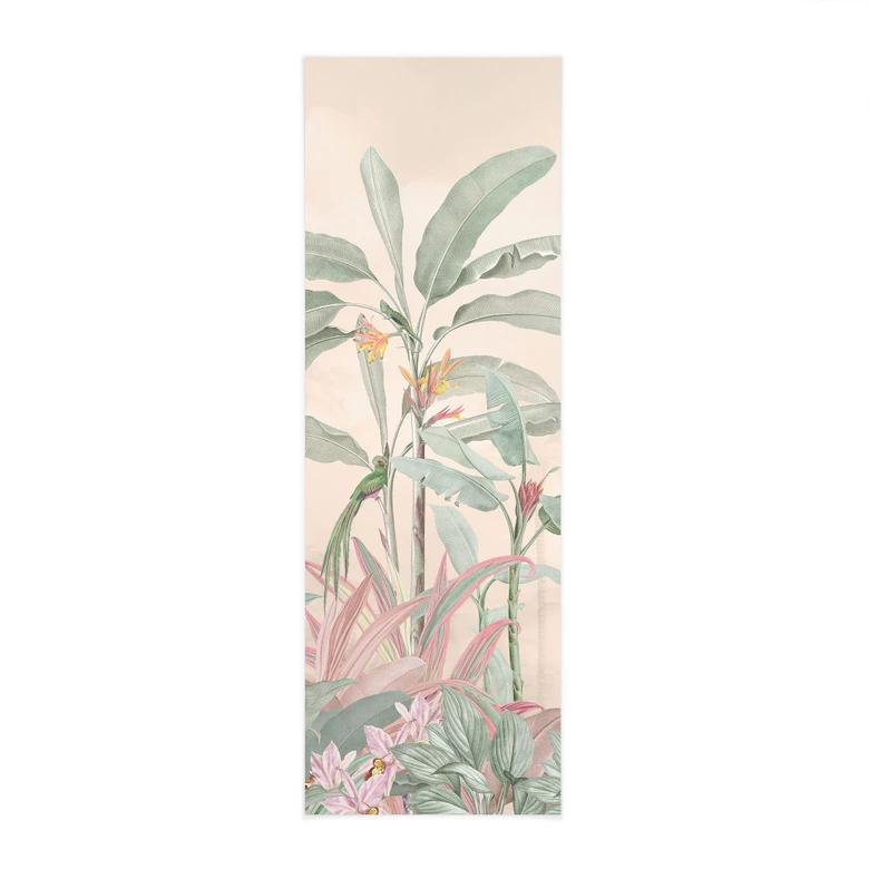 Stoffbild Tropische Idylle mit Kolibri Apricot - Bloomery Decor - Panorama 