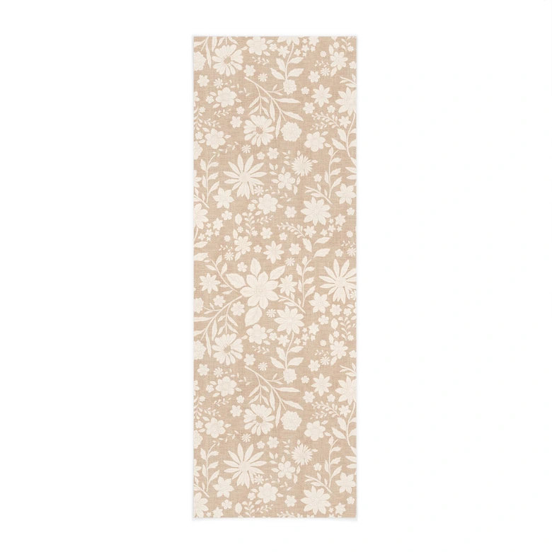 Stoffbild Vintage Blumen in Leinenoptik - Bloomery Decor - Panorama 