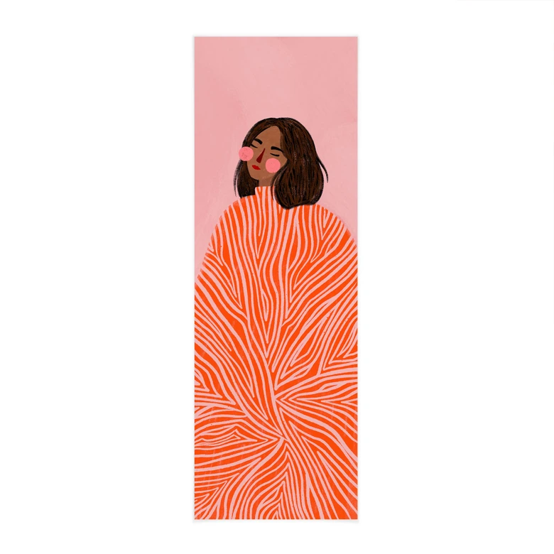 Stoffbild Frau mit orangefarbener Decke - Müller - Panorama 