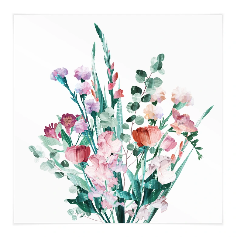 Tekstil plakat Buket af vilde blomster om foråret - Goed Blauw - Firkantet 
