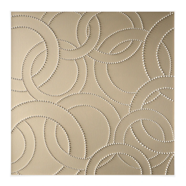 Stoffbild Abstrakte Ringe beige - Grande - Quadratisch 