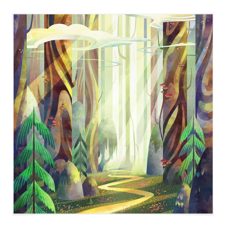 Stoffbild Verwunschener Wald im Licht - DigitalArtsi 