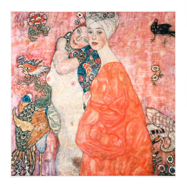 Stoffbild Klimt - Die Freundinnen - Quadratisch 