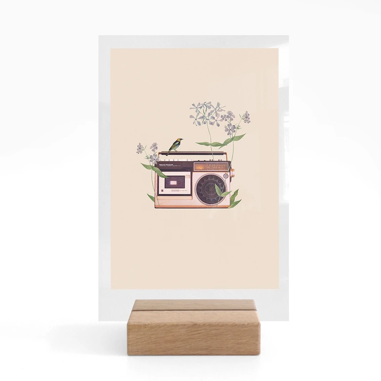 Tischaufsteller Retro Radio floral - Frida Floral Studio 
