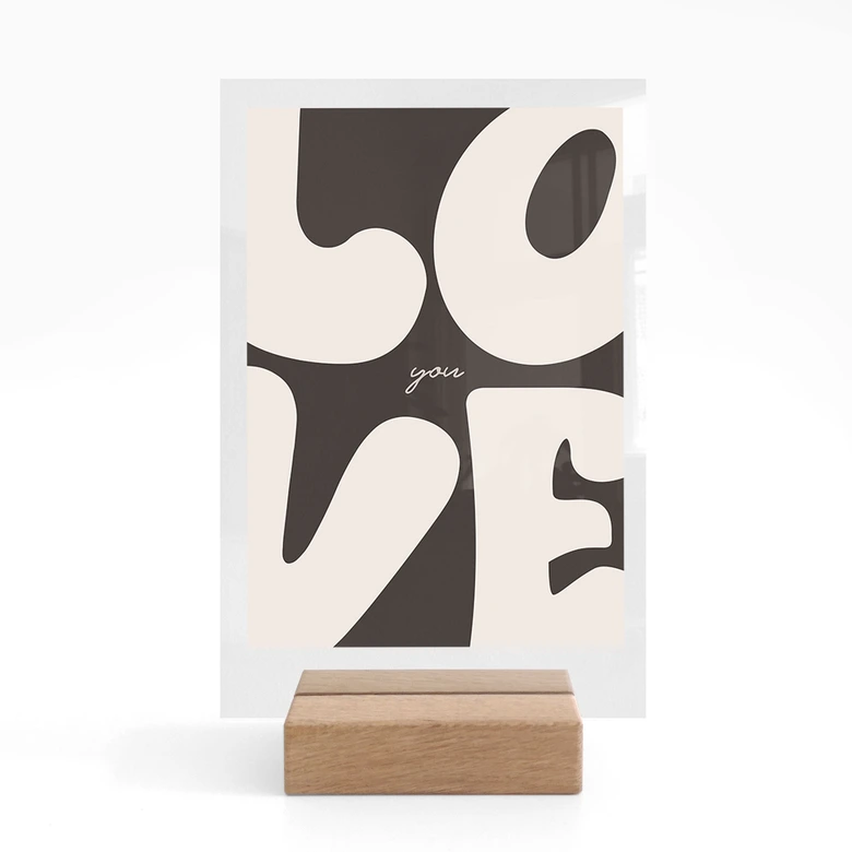 Tischaufsteller Love you Retro Letters 