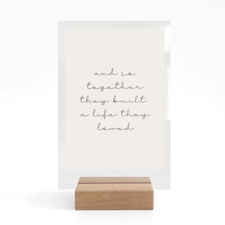 Tischaufsteller mit Liebesspruch Together 