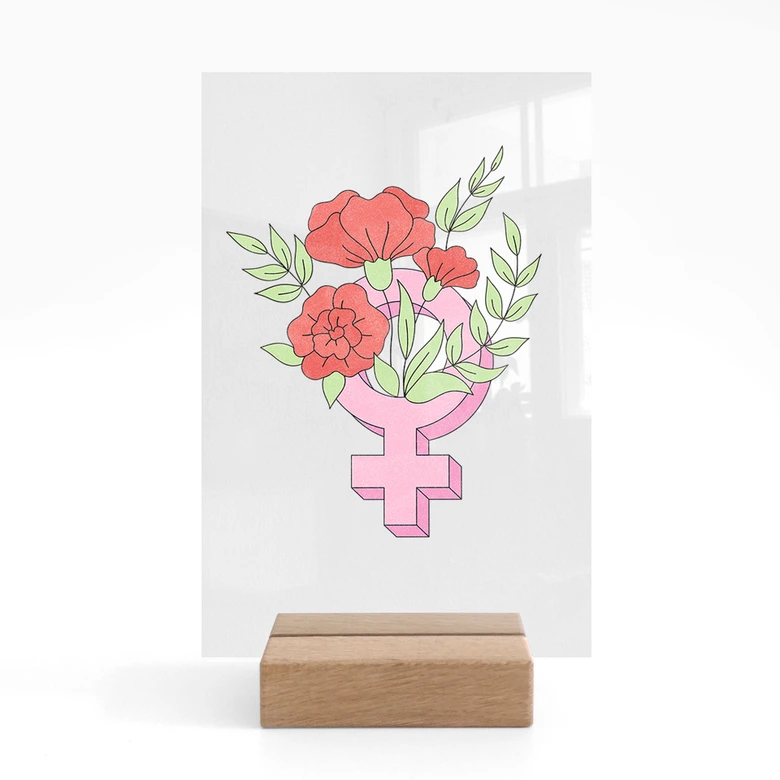 Tischaufsteller Venuszeichen mit Blumen 