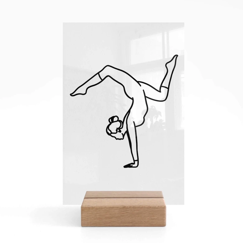 Tischaufsteller Yoga - Handstand - Line Art 