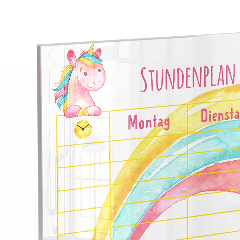 Tischaufsteller für Kinder - Stundenplan Einhörner - 30x20 cm 