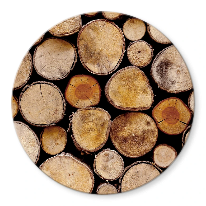 Tischplatte aus Glas - Wood Slices - Rund 