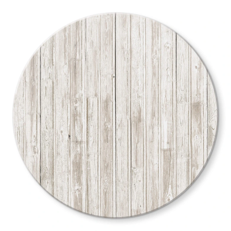 Tischplatte aus Glas - Shabby Chic Holz - Rund 