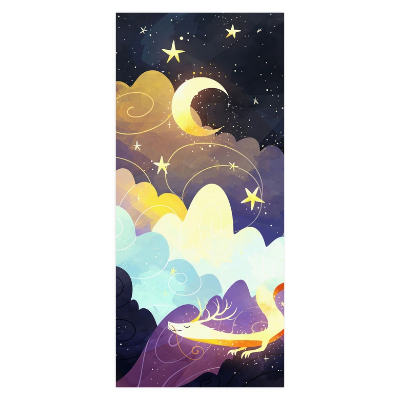 Door film for children's room - Dragon flight through starry clouds - DigitalArtsi - Selbstklebende Türdeko 