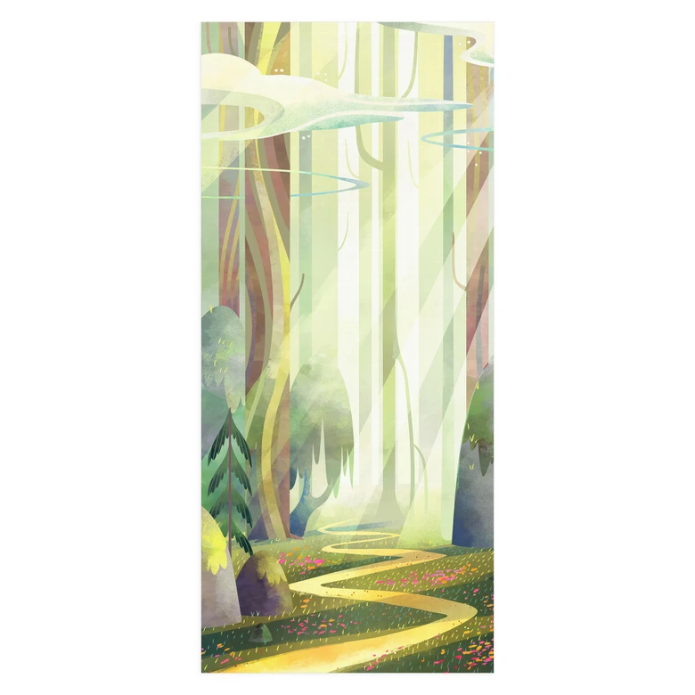 Türfolie Kinderzimmer - Verwunschener Wald im Licht - DigitalArtsi - Selbstklebende Türdeko 