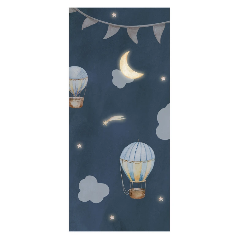Door film children's room - Hot air balloons night - Kvilis - Self-adhesive door decoration 