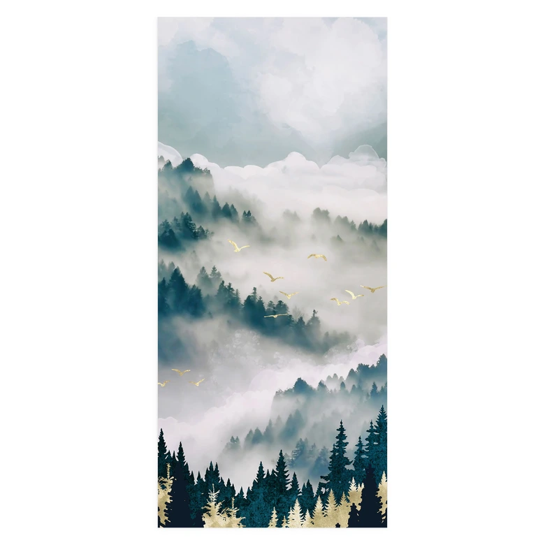 Türfolie Geheimnisvoller Nebel im Wald - SpaceFrog Designs - Selbstklebende Türdeko 