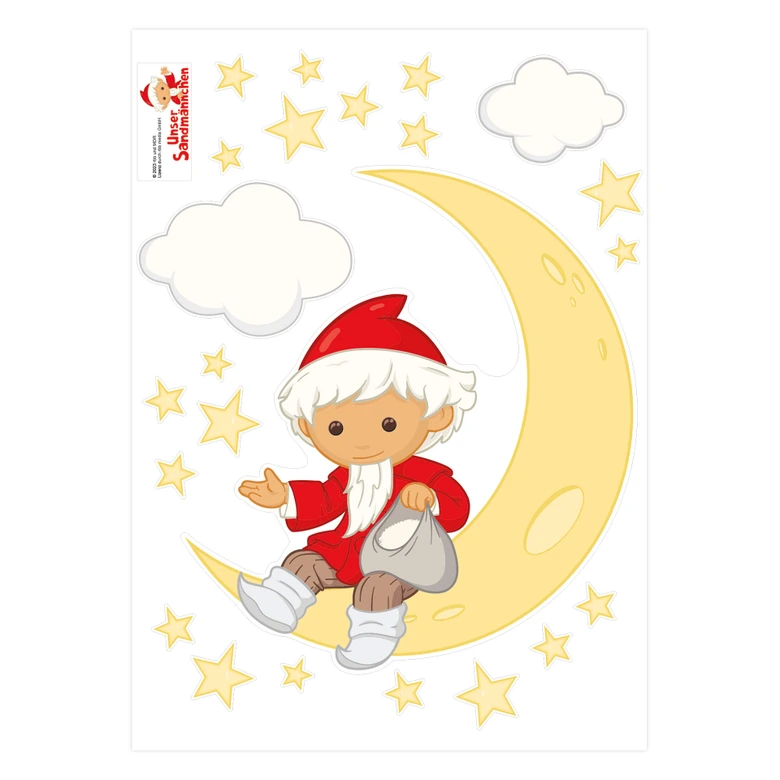 Wandtattoo Unser Sandmännchen - Sandmann mit Mond und Sternen - 50x70 cm 